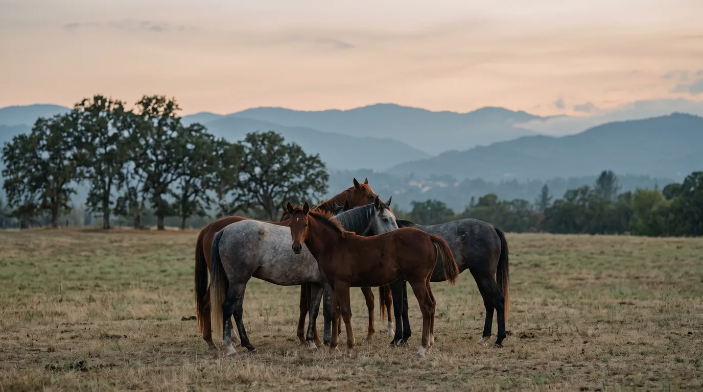 Chevaux en liberté, Écuries Claude Vermorel, Rhône